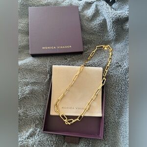 Brand New In Box Monica Vinader Alta Charm Link Necklace 18k Gold Vermeil